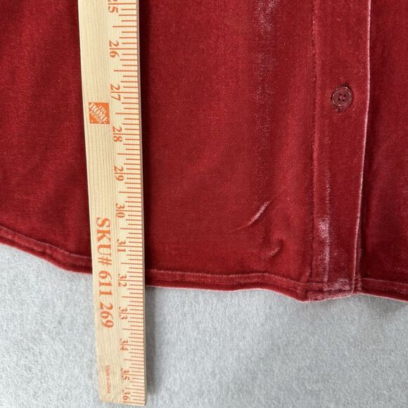 Soft Surroundings Velvet Boyfriend Tunic Shirt Womens LARGE Velour Red Long - Picture 7 of 8